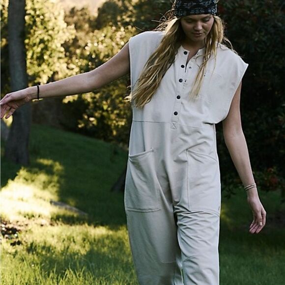 New. Free People All Day Every Day Henley Jumpsuit - Picture 8 of 9